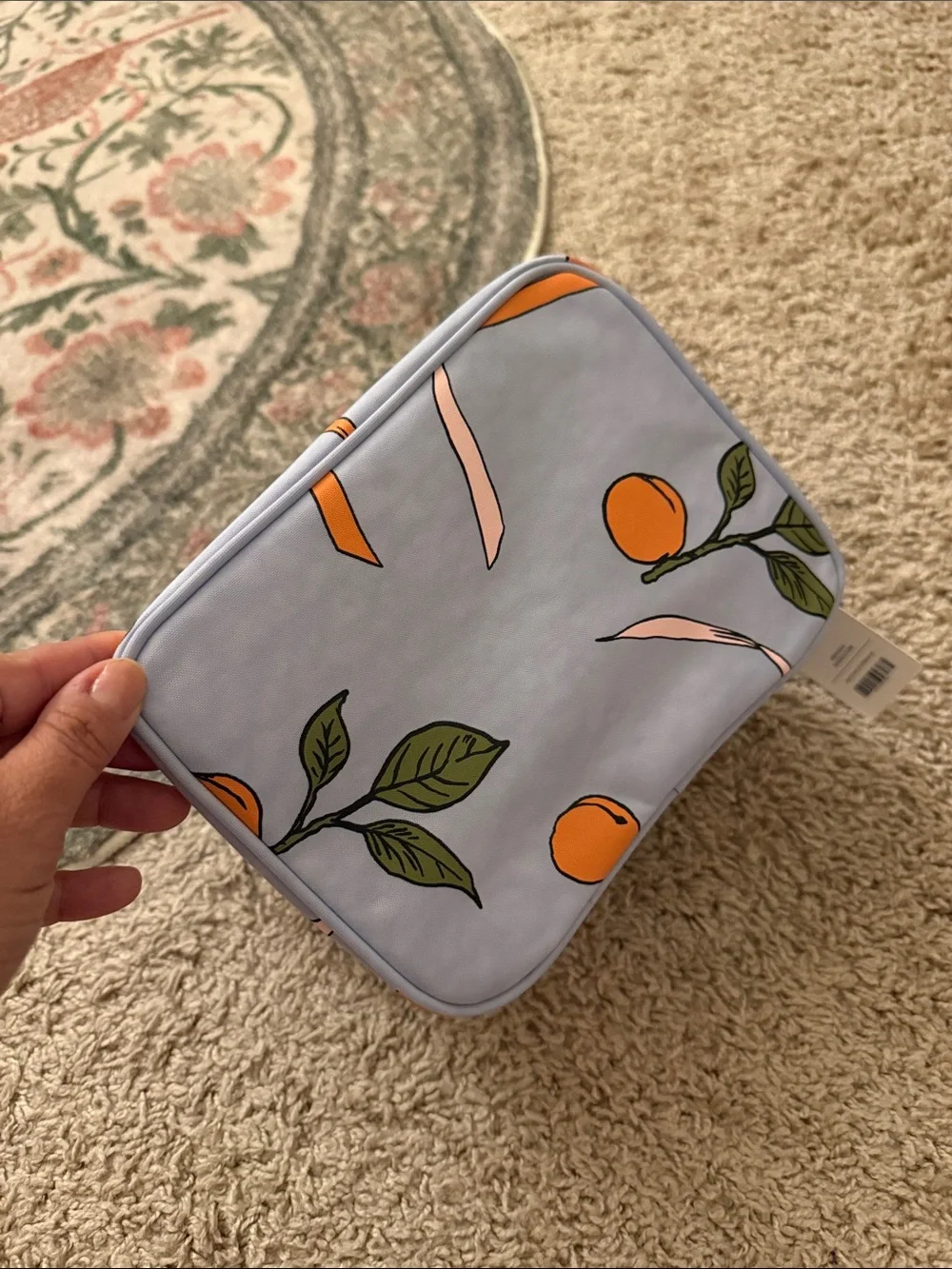 BAGGU Light Blue Citrus Print Large Cosmetic Case